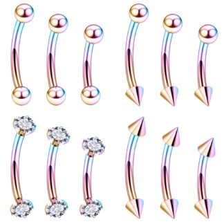 Vsnnsns Rook Daith Piercing Jewelry 16G Stainless Surgical Steel Curved Barbell Eyebrow Rings Vertical Labret Lip Piercing Jewelry Rook Daith Earrings for Women Men 6MM 8MM 10MM...