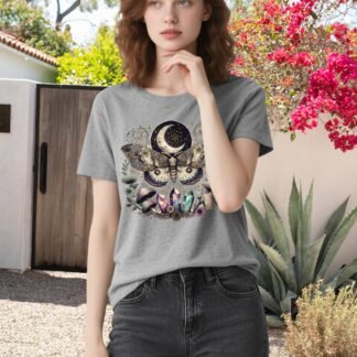Women Vintage Moth T Shirts Mystical Moon Cottagecore Shirts Funny Witchy Graphic Tees Short Sleeve Tops