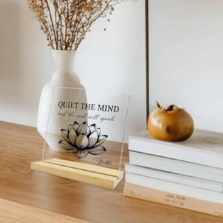 Yoga Meditation Room Decor,Quiet The Mind And The Soul Will Speak,Zen Decor Inspirational Gifts for Home Office Meditation Space Shelf Table Decoration