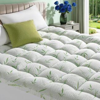 3 Inch Mattress Topper - Viscose Made from Bambu,Cooling Soft Pillow Top Mattress Pad Cover for Back Pain,Mattress Protector with 8-21 Inch Deep Pocket(Queen,60"x80")