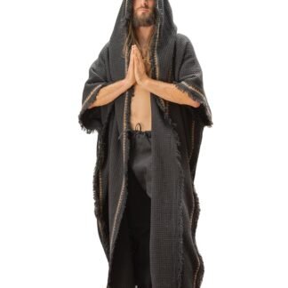 AJJAYA MAGOS WIZARD Long Mens Hooded Kimono Ivory Beige Tribal Ritual Ceremony Gypsy Magic Ritual Primitive Rave Boho