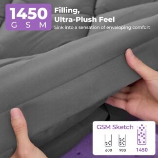 SINWEEK 4 Inch Dual Layer Memory Foam Mattress Topper Full Size, 2 Inch Gel Memory Foam Plus 2 Inch Plush Soft Pillow Top Cover Filled with 1450GSM Down Alternative Filling,Gray
