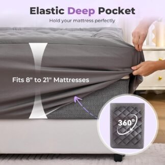 SINWEEK 4 Inch Dual Layer Memory Foam Mattress Topper Full Size, 2 Inch Gel Memory Foam Plus 2 Inch Plush Soft Pillow Top Cover Filled with 1450GSM Down Alternative Filling,Gray